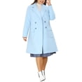 thumbnail image 2 of Agnes Orinda Women's Plus Size Winter Coats Notch Lapel Double Breasted Peacoat Trench Coats 1X Blue, 2 of 5