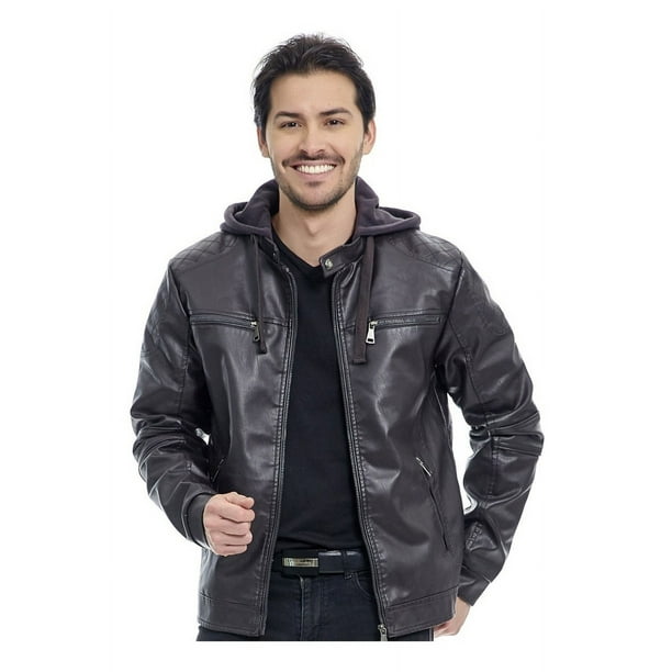 Chamarra Hombre Piel Sintética. Estilo Motociclista