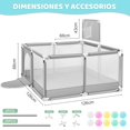 thumbnail image 3 of LOKOOY Corral Para Beb&eacute;s,Corral de Juegos Para Bebe Con 20 Pelotas Oce&aacute;nicas y Aros de Baloncesto,Corral Bebe Con Malla Suave,Segura y Transpirable, 126 * 126 * 66 cm, Gris, 3 of 6