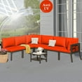 thumbnail image 5 of Outdoor Sectional Replacement Cushion Set, 14 Pcs Waterproof Patio Sofa Cushions 4" Foam High-Density Couch Cushion for 12-Seat Sectional Rattan Conversation Sets(Liner&Cover) (Orange), 5 of 7