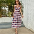 thumbnail image 3 of Orange And Blue Traditional Argyle All Over Print Dress Summer Street Style Bohemia Long Dresses Female Sleeveless Printed Maxi Dress, 3 of 9