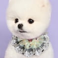 thumbnail image 3 of Lace Stitching Pet Saliva Towel - Soft with Faux Pearl Decor - Cat and Dog Bowknot Neckerchief, 3 of 8