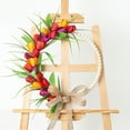 thumbnail image 4 of Corona de Tulipanes Artificiales de Pascua con Perlas de Madera para Puertas Y Paredes, 4 of 6
