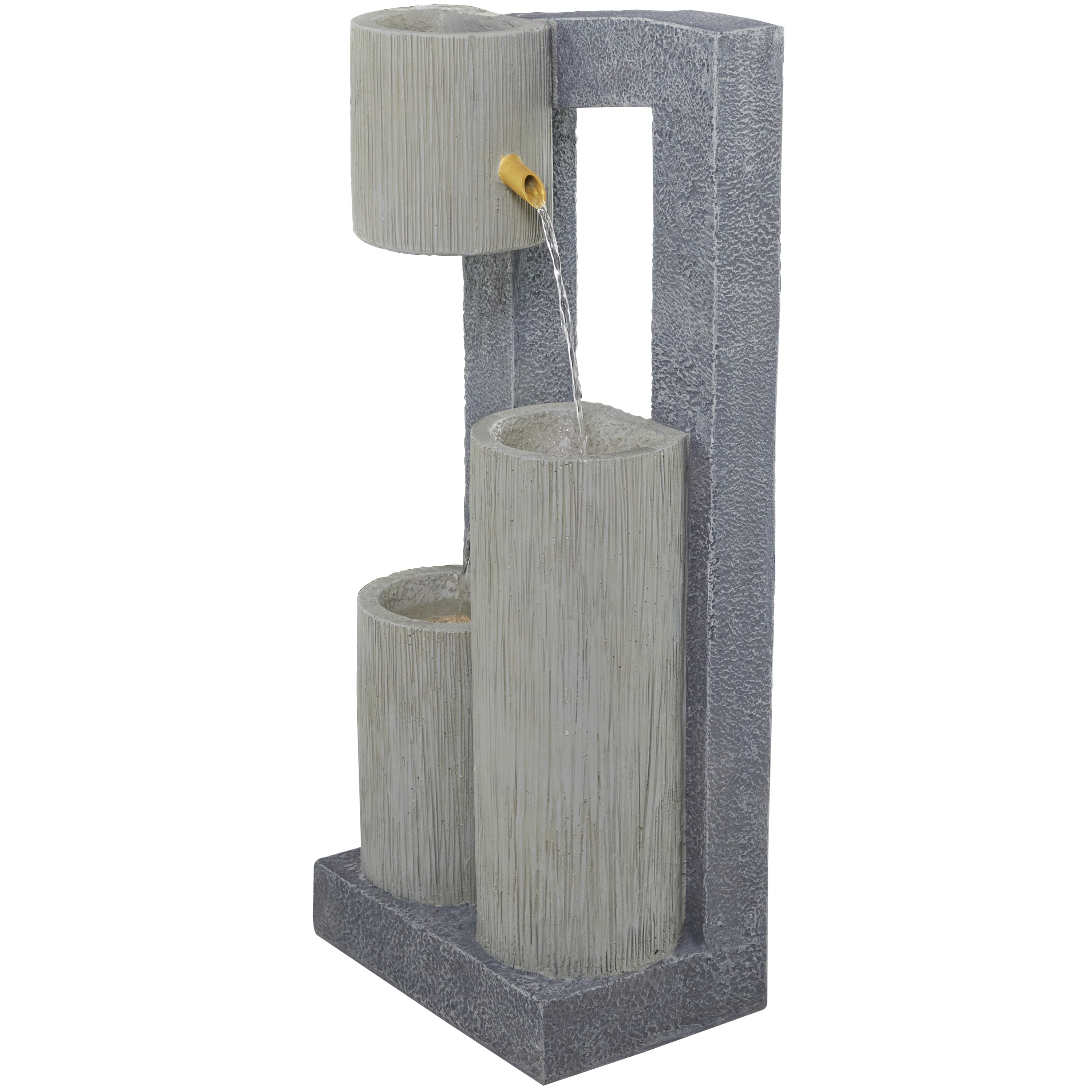 DecMode Gray 3 Tier Fountain Indoor Outdoor Decor with LED Light