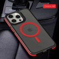 thumbnail image 1 of Étui pour iPhone 16 Pro Max Mat Translucide Armure Magnétique pour iPhone 15 14 Pro Max Plus Magsafe Charge Sans Fil Couverture Rouge pour iPhone 15 Plus, 1 of 6