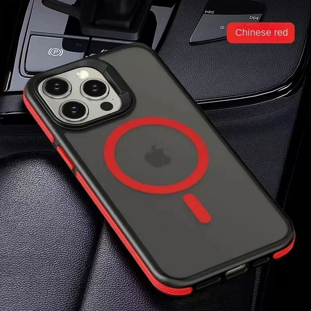 Étui pour iPhone 16 Pro Max Mat Translucide Armure Magnétique pour iPhone 15 14 Pro Max Plus Magsafe Charge Sans Fil Couverture Rouge pour iPhone 15 Plus