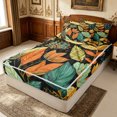 thumbnail image 2 of Erosebridal Tribal Lotus Bloom Zipper Full Size Comforter Sets with Fitted Sheet and 2 Pillowcases for Women Girls, Bohoemian Leaf Print Zipper Bedding Set, Black Reversible, 4 Pieces, 2 of 7