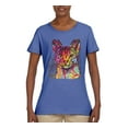 thumbnail image 2 of Wild Bobby Dean Russo Colorful Cat Abyssinian Cat Lover Women Graphic Tee, Light Blue, Medium, 2 of 5