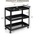 thumbnail image 6 of YYAo Kitchen Storage Island, Kitchen Cart,3-Tier Utility Cart Metal Mental Storage Service Trolley-Black, 6 of 12