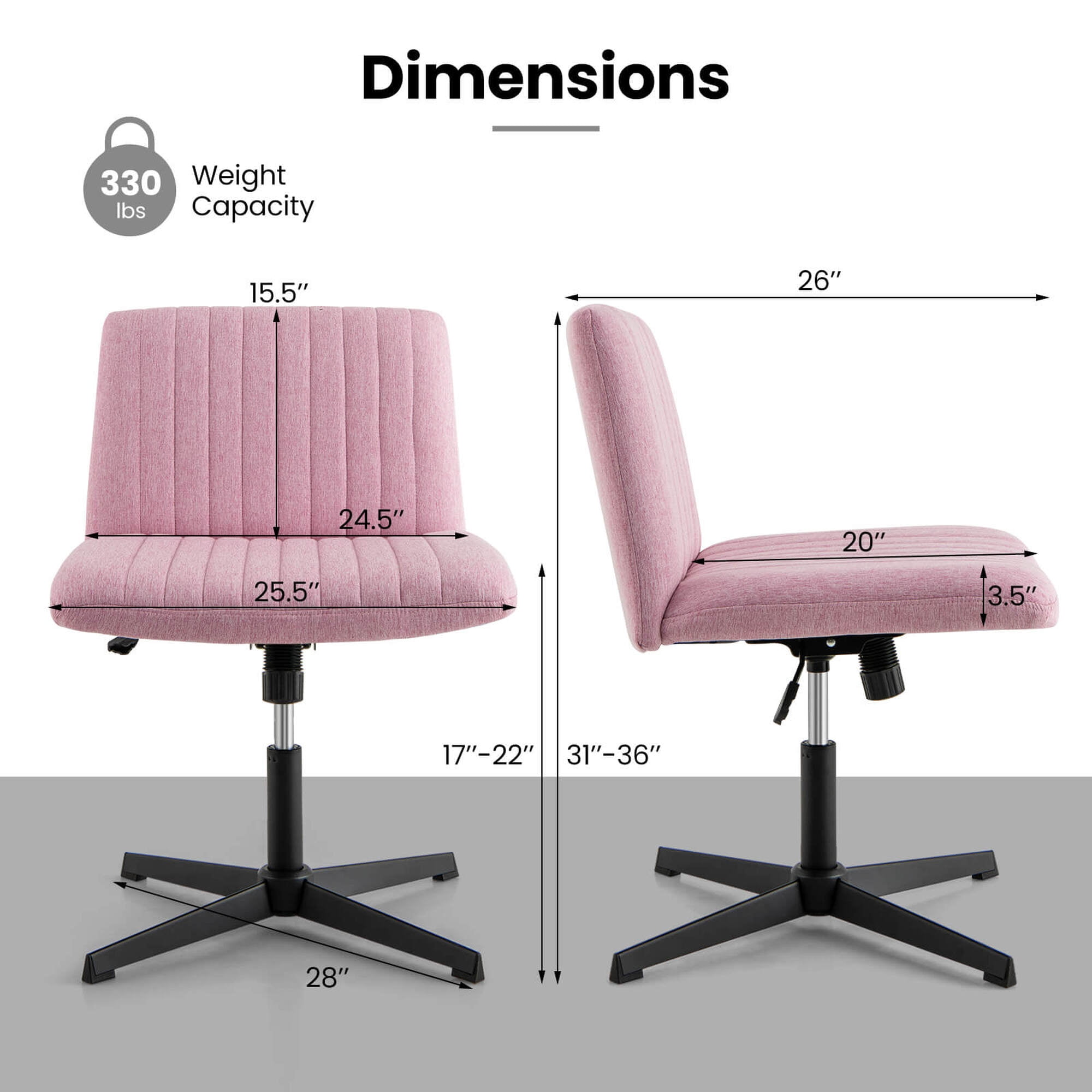 Costway Criss Cross Legged Office Chair Ergonomic Mid Back Computer Desk Chair Pink