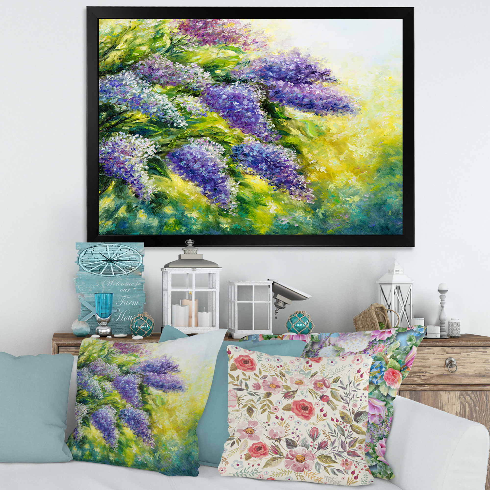 Designart 'Impressionism Lilac Tree In The Garden' Traditional Framed Art Print