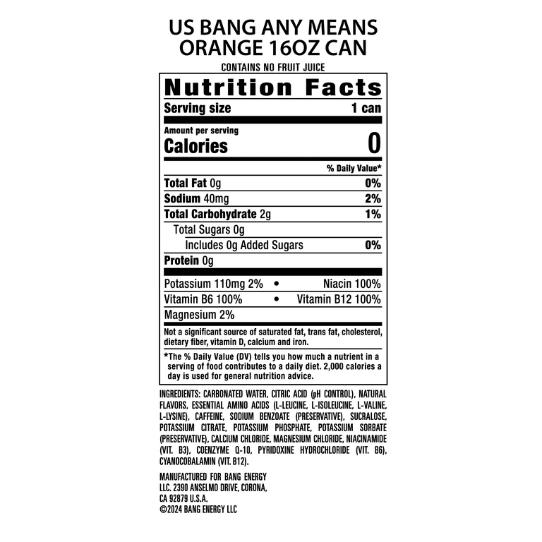 Bang Energy Drink, Any Means Orange, 16 fl oz, 12 Pack photo 4