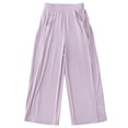 thumbnail image 4 of dazeni Girls Wide Leg Sweatpants Pockets Side Split Quick Dry Athletic High Waisted Baggy Causal Trousers Lightweight Outdoor Camping Purple 11 Years, 4 of 9