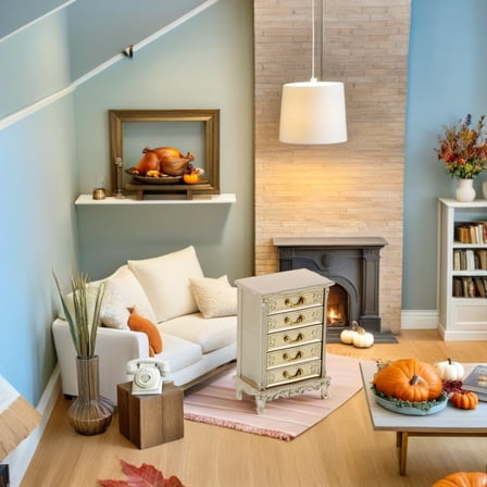 OUNONA Miniature Dresser Dollhouse Furniture 1:12 Scale Plastic Vintage Style Decor Accessories for Home Decoration