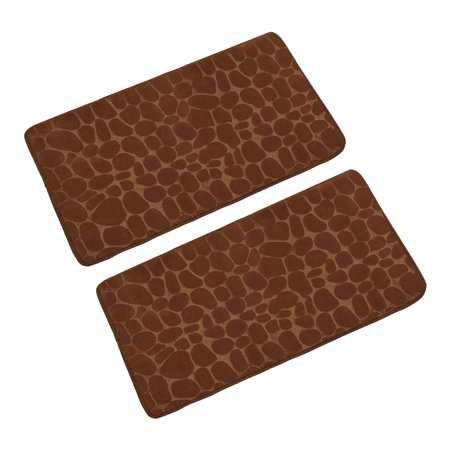 Uxcell 2pcs Bath Rug  Non Slip Bath Mat for Bathroom 31.49  x 19.68   Machine Washable for Shower Sink Bathtub-Brown