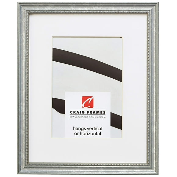 Craig Frames 314SI 13 x 19 Inch Ornate Silver Picture Frame Matted to Display a 9 x 13 Inch Photo