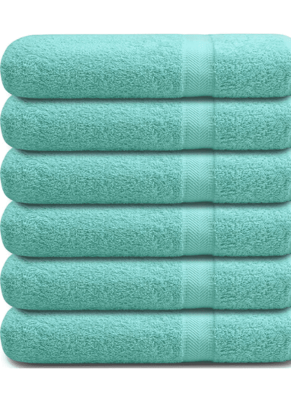 SPRINGFIELD LINEN Premium 100% Cotton Soft-Bath Towels 27"X54" SET OF 6 Pieces Aqua Color of Bath Towel
