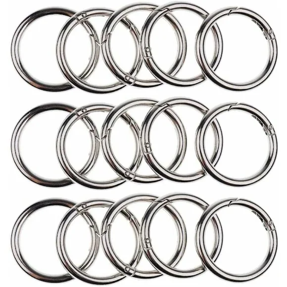 Keychain with carabiner, 30 round carabiners, spring lock