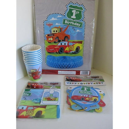 Party Bib - disney pixar cars party set 8 cups, jointed banner, centerpiece, 1st birthday bib