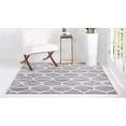 thumbnail image 3 of Unique Loom 3151578 5 x 5 ft. Rounded Trellis Frieze Square Rug, Light Gray, 3 of 5