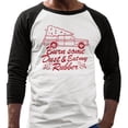 thumbnail image 2 of Burn Some Dust and Eat My Rubber Three-Quarter Raglan Sleeve Baseball Shirt Unisex Large White/Black, 2 of 5