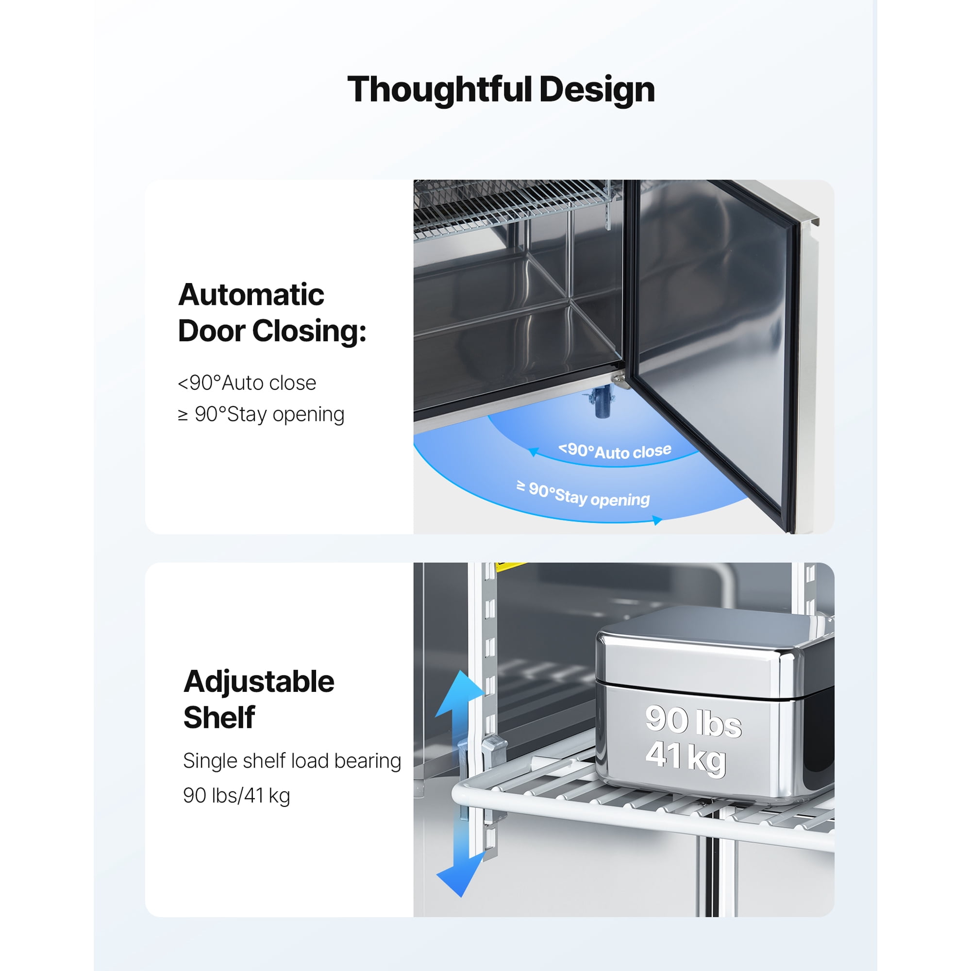 KFFKFF 60"W Commercial Refrigerator, 15.4 Cu. Ft Sandwich Prep Table, Mega Top Food Prep Fridge with 16 Pans and Cutting Board, Stainless Steel Salad Prep Cooler for Restaurant and Food Truck