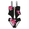 thumbnail image 2 of EliteGoogv Bikini Sets For Girls Cute Printed Two Piece Swimsuit Summer Beach Pool Vacation Swimwear Black, 2 of 5