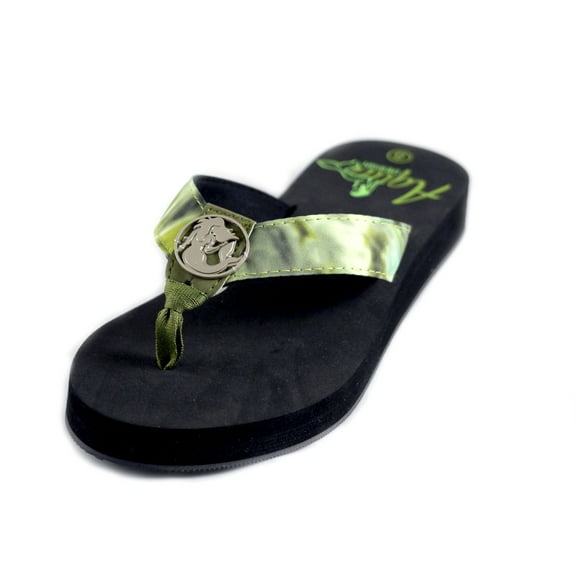 Aqua Design Women's Marina Flip Flop Sandal: Green Bayou/Black size 6