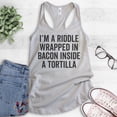 thumbnail image 2 of I'm A Riddle Wrapped In Bacon Tank Top, Ladies Racerback Tank Top, Bacon Tank, Taco Tank, Silver Gray, XX-Large, 2 of 3