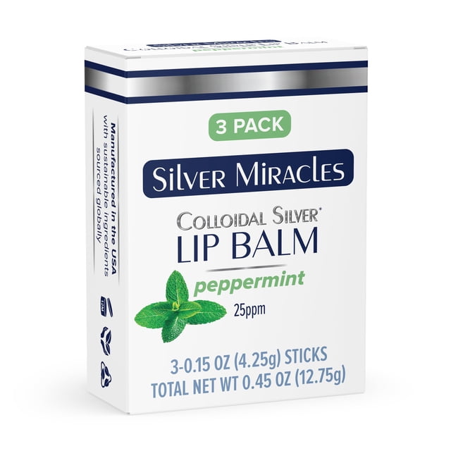 Bálsamo labial Silver Miracles Colloidal Silver, paquete de 3
