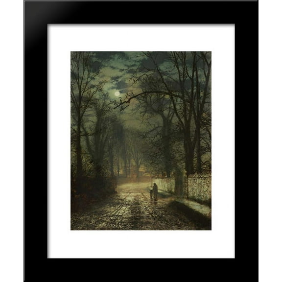 FrameToWall - A moonlit lane 20x24 Framed Art Print by John Atkinson Grimshaw