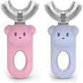 thumbnail image 1 of Cepillo de dientes en forma de U para niños, 2 piezas, 360 cepillo de dientes en forma de U, cepillo de dientes de silicona líquida en forma de U para niños de 2 a 6 años, rosa y azul Sailing Electrónica, 1 of 6
