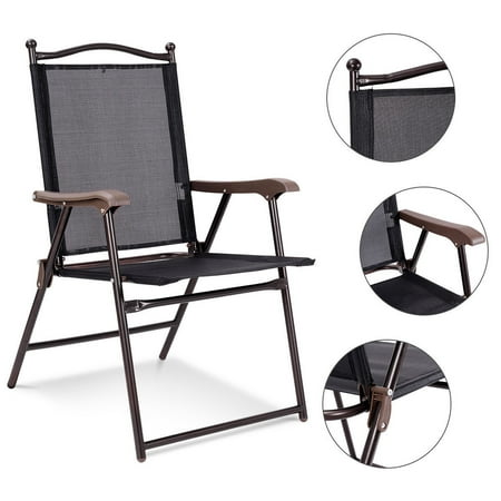 Set Of 2 Patio Folding Sling Back Chairs Camping Deck Garden Beach Black Canada Set Of 2 Patio Folding Sling Back, Outdoor Sling Chair Fabric Canada
