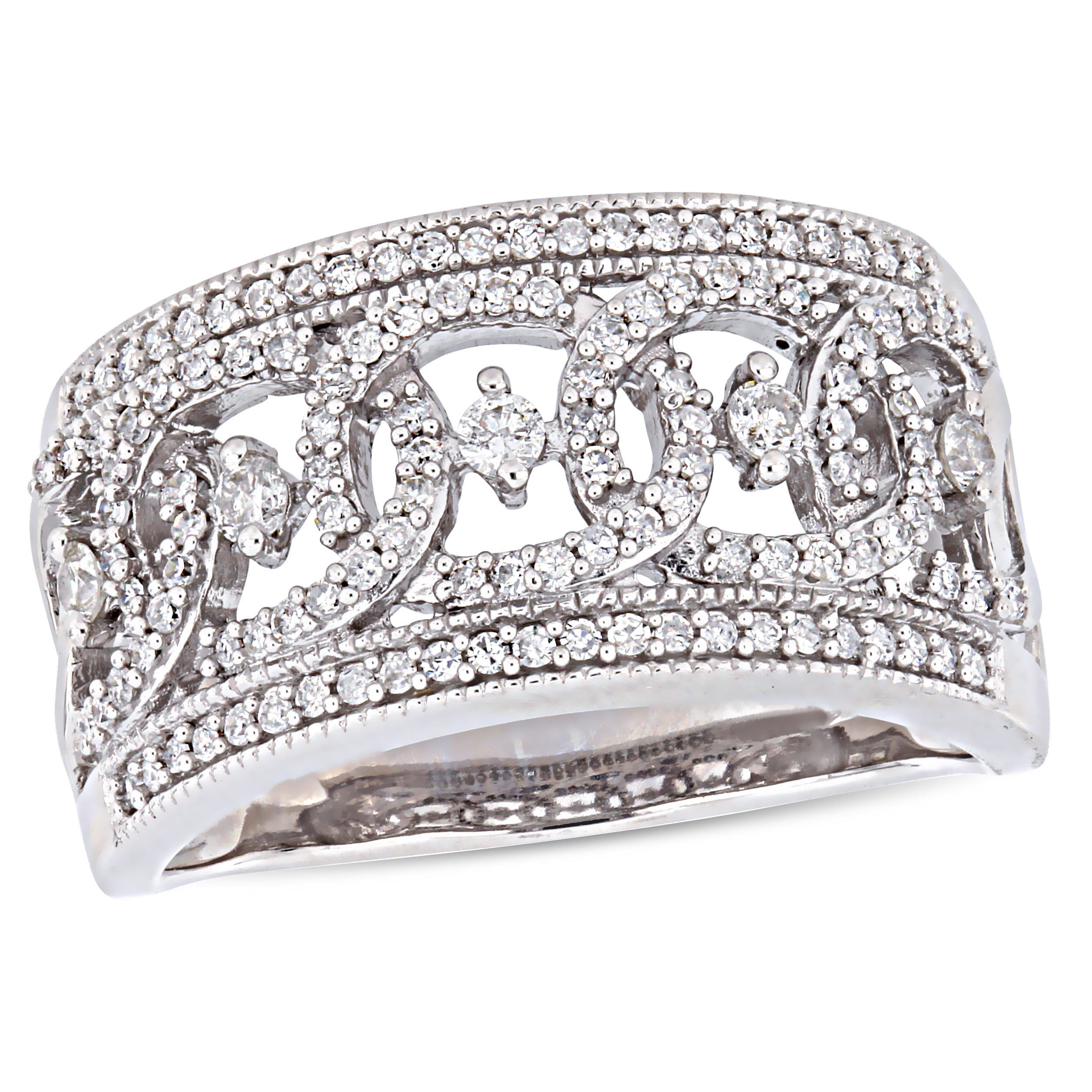 Miabella 1/2 Carat T.W. Diamond 10kt White Gold Openwork Interlocking Circle Ring Walmart