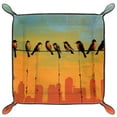 thumbnail image 2 of Women Girls Leather Square Dish Trinket Plate Jewelry Tray for Mothers Day Birthday Gift, Birds on a Wire Sundown, 2 of 6