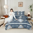 thumbnail image 4 of Homewish Blue Gray Aztec Bedding Comforter Set, Bohemian Geometric Twin Comforter Sets, Rustic Lodge Cabin Farmhouse Bedding Set, Luxury Bedroom Decor, 4 of 8