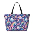 thumbnail image 2 of Qekee mushroom Skull rainbow color Beach Bag for Women Oversized beach tote Camping Bag with Zipper Pockets Swimming Bag Gym Bag, Waterproof for Vacation Travel, 2 of 7