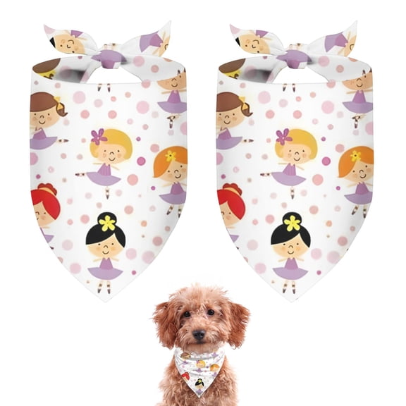 Dog Bandana 2 Pack,Ballet Princess Girls Pattern Bandanas for Dogs,Cat Bandana,Small/ Large Dog Bandana 2 Size,Dog Bandanas