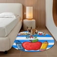 thumbnail image 2 of Children's Day Round Area Rug 4Ft Washable Circle Rugs for Bedroom Dining Room, Cartoon Pencil Watercolor Blue Striped Non-Slip Carpet Floor Mats Indoor Outdoor Carpet Runner Aesthetic Home Decor, 2 of 8