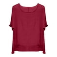thumbnail image 4 of LADIGASU Women's Summer Solid Color Short Sleeve Shirt Round-Neck Loose Blouses, 4 of 4