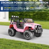 OTTARO 12V Kids Ride-On Truck With Remote Control – Pink, Spring Suspension, LED Lights, Safety Belt