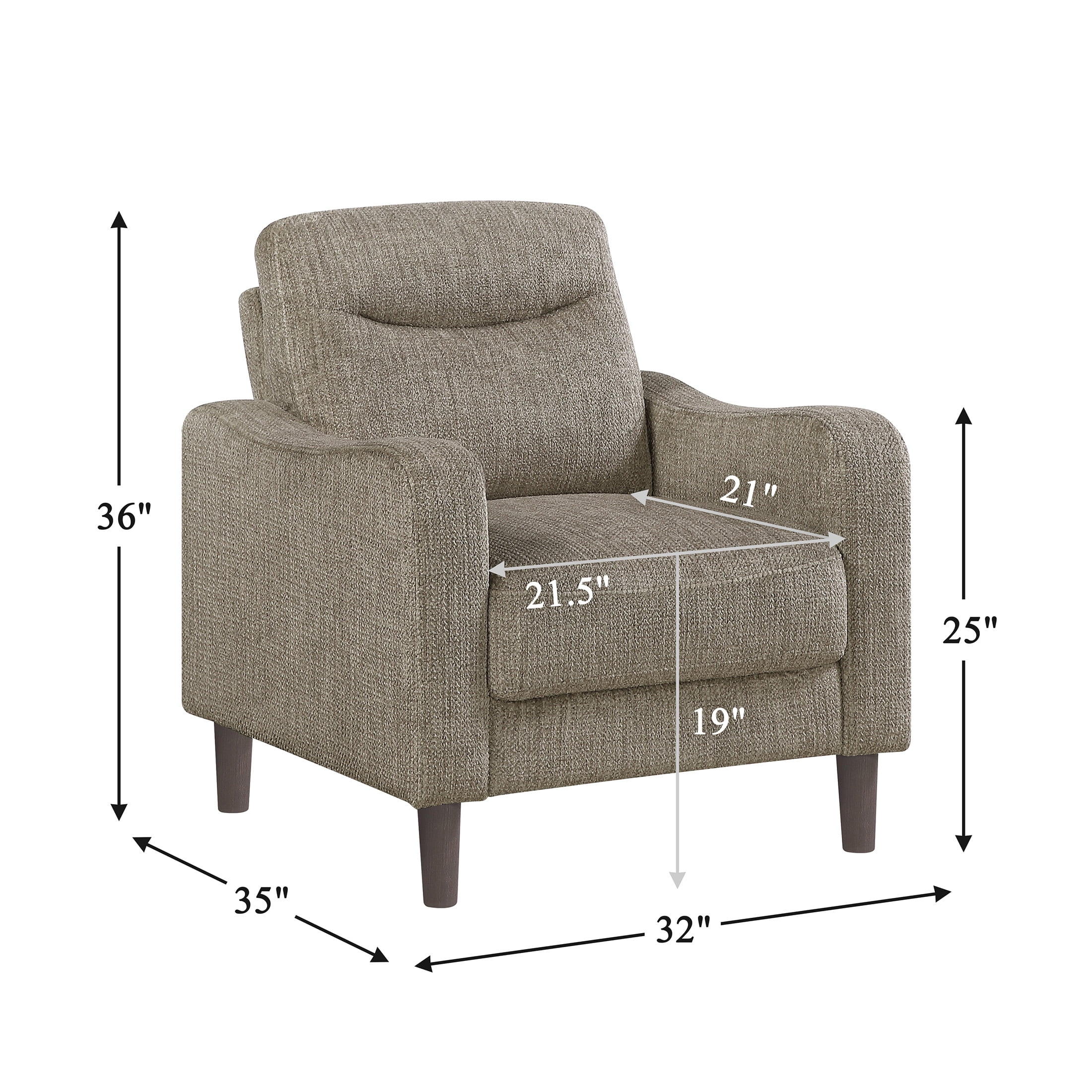 OakvillePark Ravello Chenille Chair with Sloped Track Arms, Brown