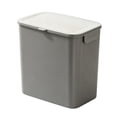 thumbnail image 2 of Slim Rectangular Lidded Trash Can, Plastic Waste Bin with Bag Clip for Kitchen and Bathroom, 2 of 6