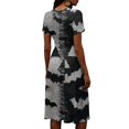 thumbnail image 5 of Halloween Midi Dresses for Women Bat Pumpkin Short Sleeve Funny Dress V Neck Spooky Cute Dresses, L, 5 of 5