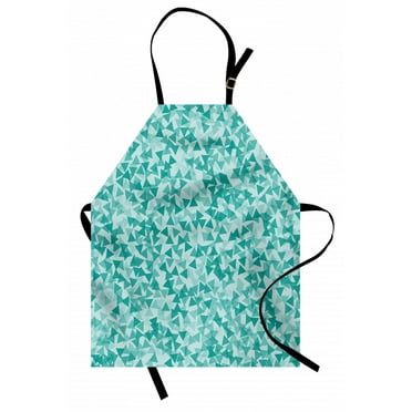 Turquoise Apron Abstract Triangle Shape in Modern Contemporary Geometrical Design Artwork, Unisex Kitchen Bib Apron with Adjustable Neck for Cooking Baking Gardening, Turquoise Teal, by Ambesonne
