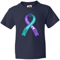 thumbnail image 3 of Inktastic Suicide Prevention- Blue and Purple Ribbon with Hearts Youth T-Shirt, 3 of 5