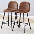 thumbnail image 3 of SUDICA Set of 2 Faux Suede Counter Height Bar Stools, Upholstered Bar Chairs with Black Metal Legs and Soft Backrest for Kitchen Island or Dining Room, 3 of 10
