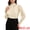 Beige, variant on Women's Lace Trim Top Victorian Long Sleeve Button Down Blouse S Beige