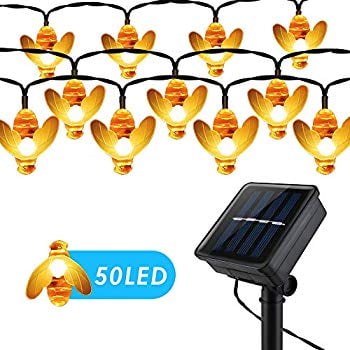 Solar Garden Lights 50 DEL Honey Bee Fairy String Lights 8 modes 7M/24FT pour 