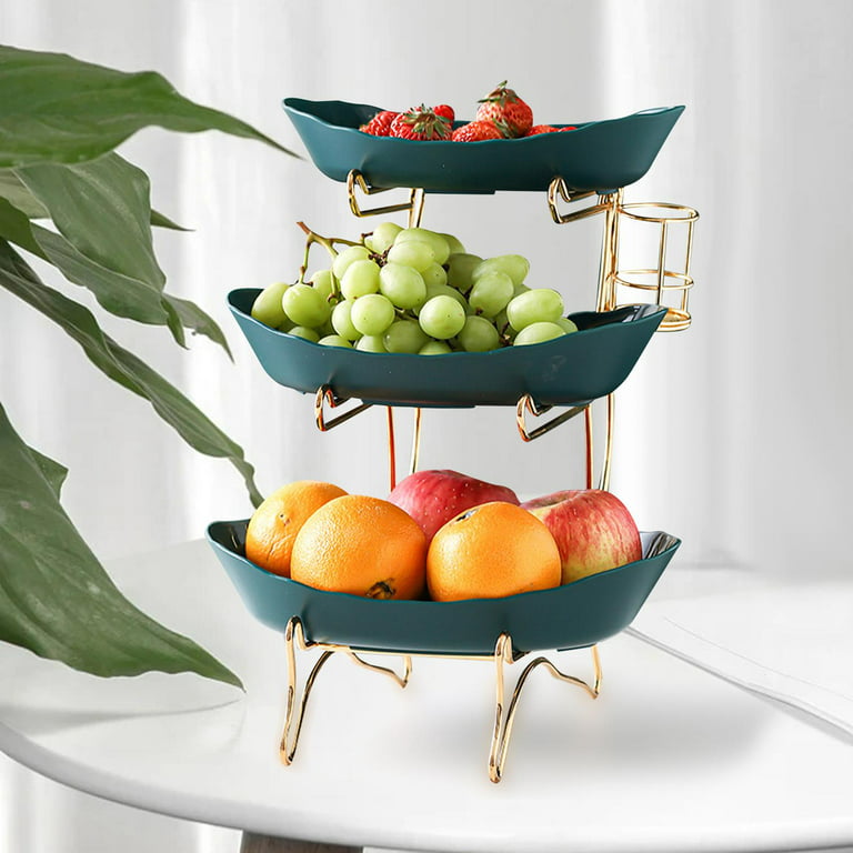 Modern Fruit Bowl Basket, Holder Rack, Tea Platter Serving Tray, Vegetable Plate Decorative Tiered for Cupcake Snack Desserts Office Wedding , 3 Tier